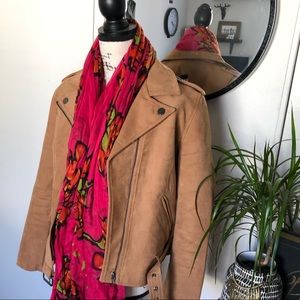 SOLD-Khaki Niamh Boutique Faux Suede Biker Jacket